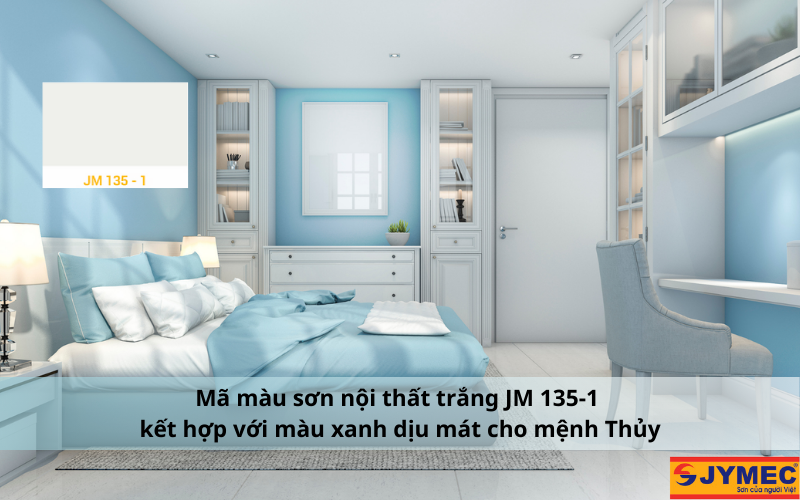 Mã màu trắng JM 135-1 phối màu xanh cho mệnh Thủy