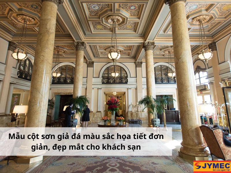 Cột trụ tròn, cao tạo chiều sâu cho không gian khách sạn