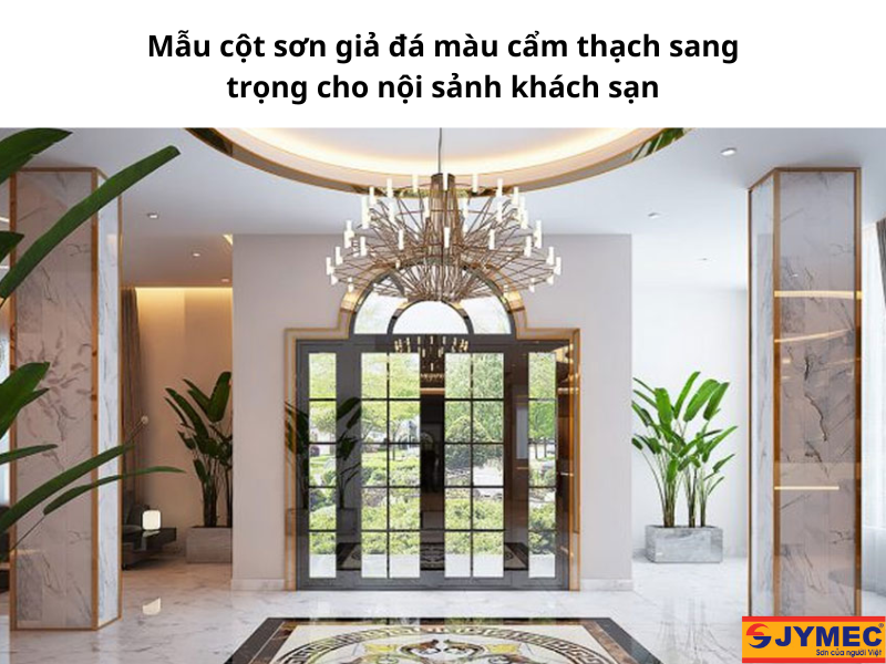 Cột giả đá trụ vuông nội sảnh khách sạn
