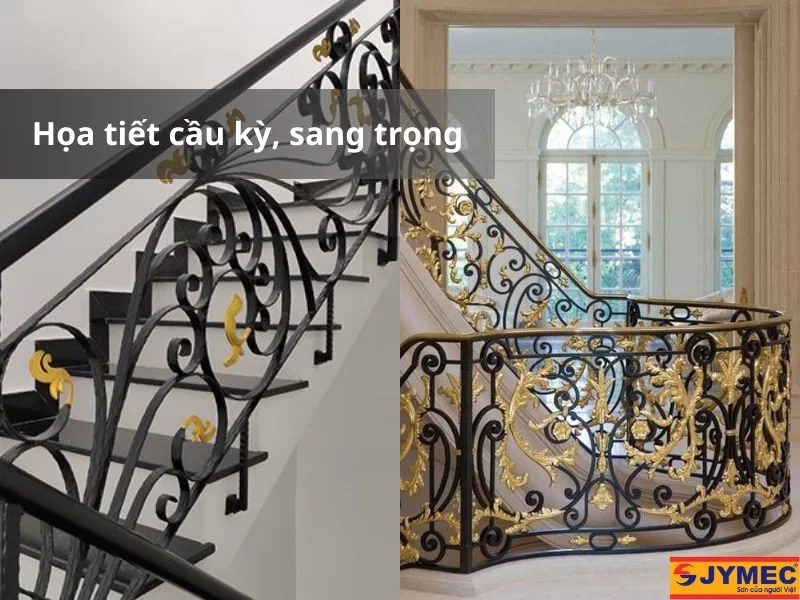 Họa tiết cầu thang sắt cầu kỳ