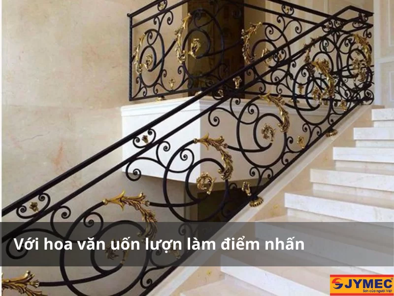 Lan can cầu thang sắt thiết kế cổ điển