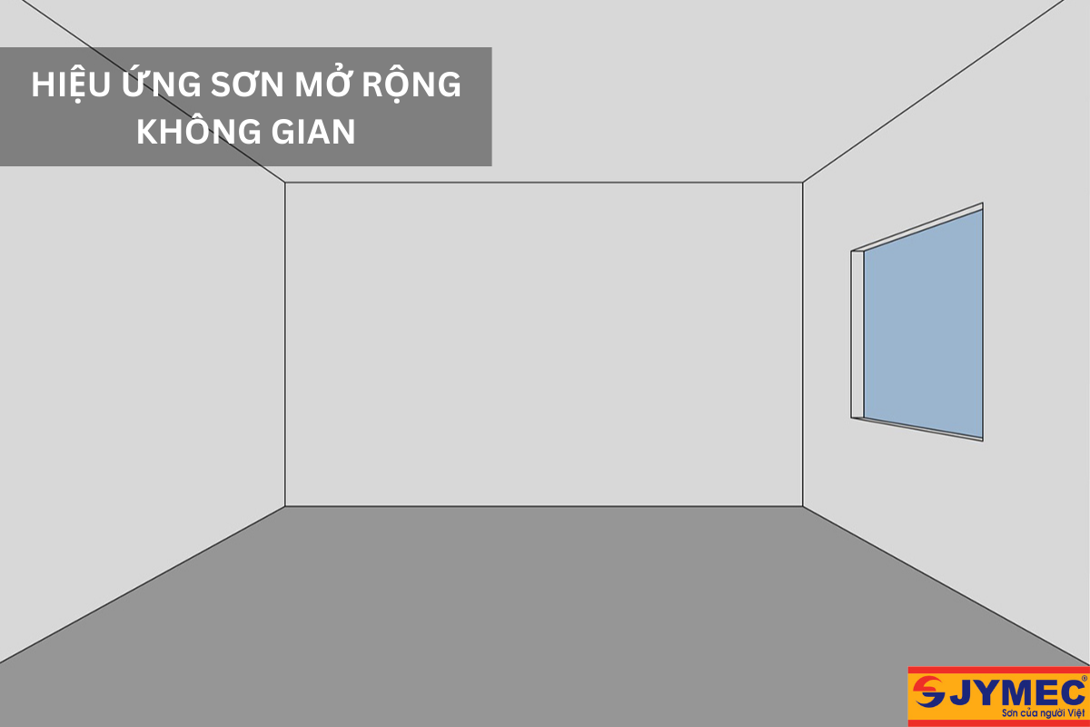 Tạo hiệu ứng mở rộng không gian bằng các màu sơn tường sáng hơn màu sàn