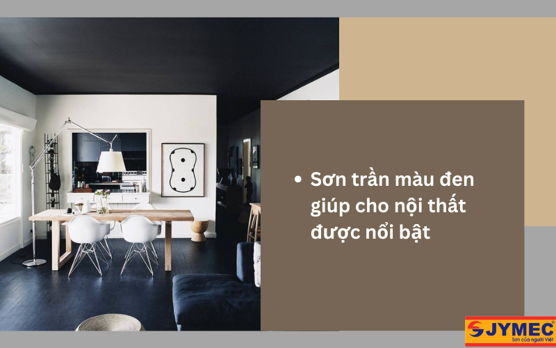 Trần đen giúp cho đồi nội thất được nội bật