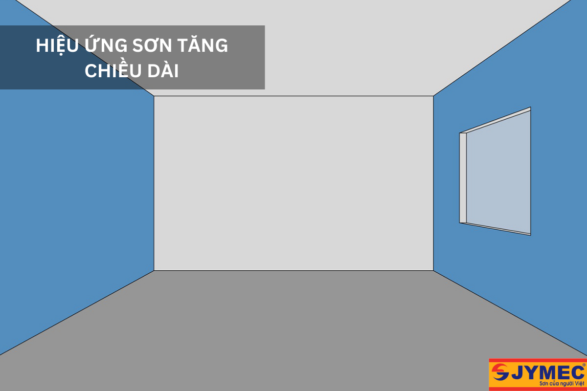Hiệu ứng tăng chiều dài với các mảng tường sáng tối khác nhau Hiệu ứng tăng chiều dài với các mảng tường sáng tối khác nhau