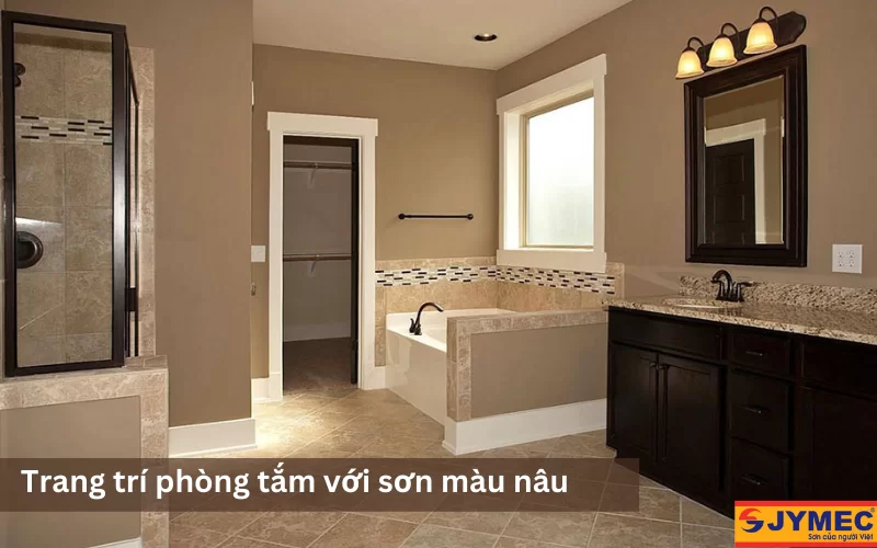 Sơn màu nâu trang trí phòng tắm