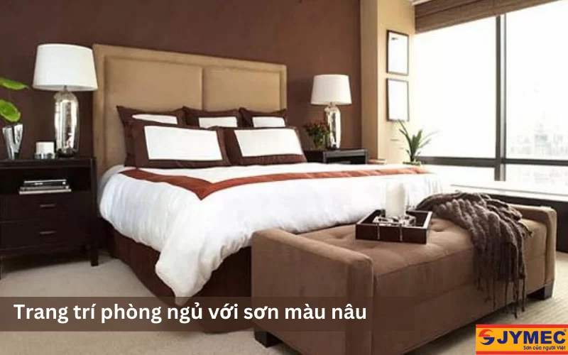 Sơn màu nâu trang trí phòng ngủ