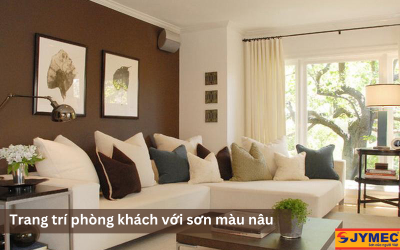 Sơn màu nâu trang trí phòng khách 