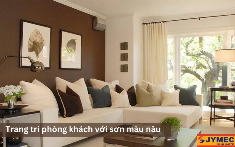 Sơn màu nâu trang trí phòng khách 