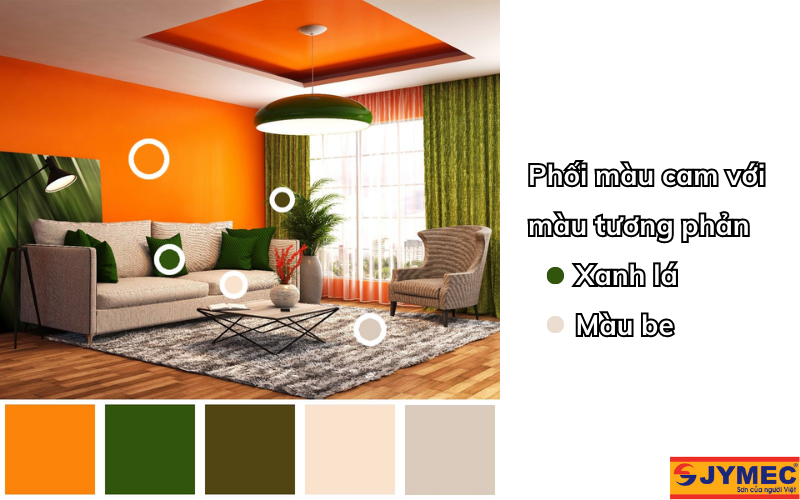 Kết hợp màu cam với các màu tương phản