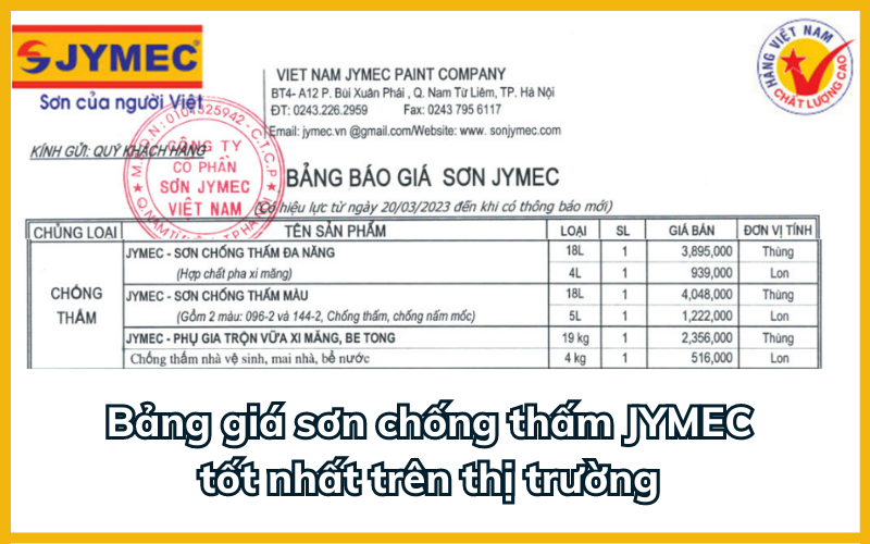Giá sơn chống thấm nhà vệ sinh JYMEC mới nhất, cập nhật liên tục