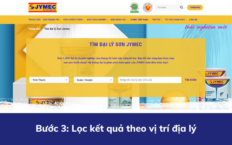 Cách tìm địa chỉ đại lý sơn JYMEC