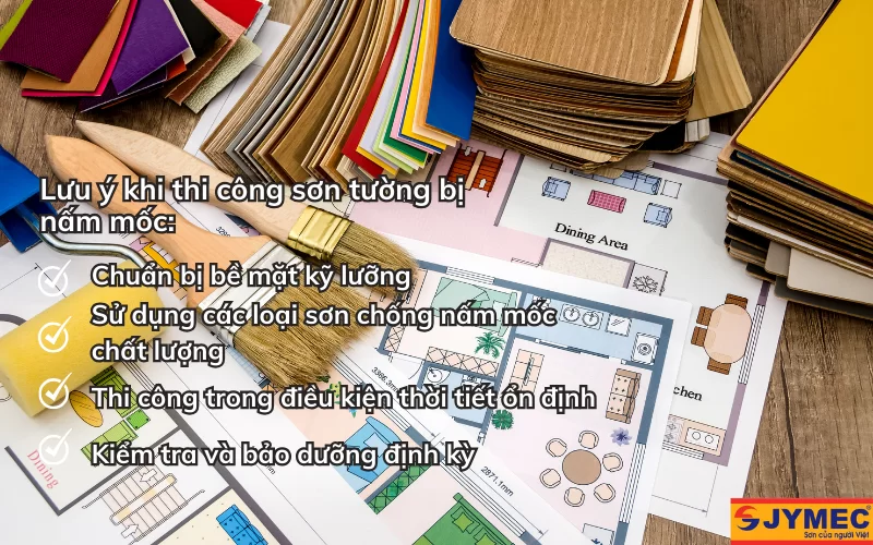 Lưu ý khi thi công sơn tường bị nấm mốc