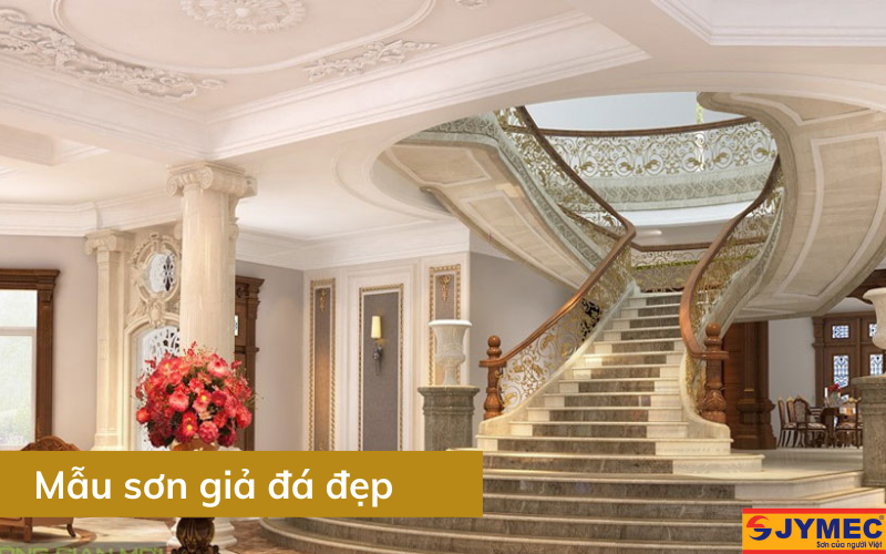 Mẫu cầu thang phun sơn giả đá đẹp Mẫu cầu thang phun sơn giả đá đẹp