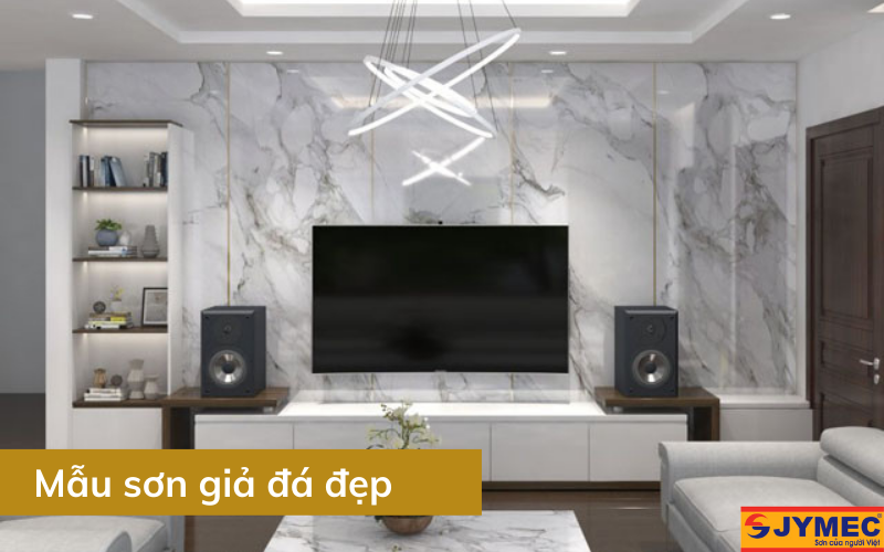 Mẫu phòng khách sơn giả đá đẹp Mẫu phòng khách sơn giả đá đẹp