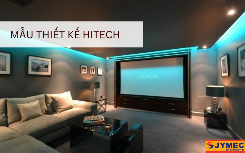 Phòng khách thiết kế theo phong cách Hitech