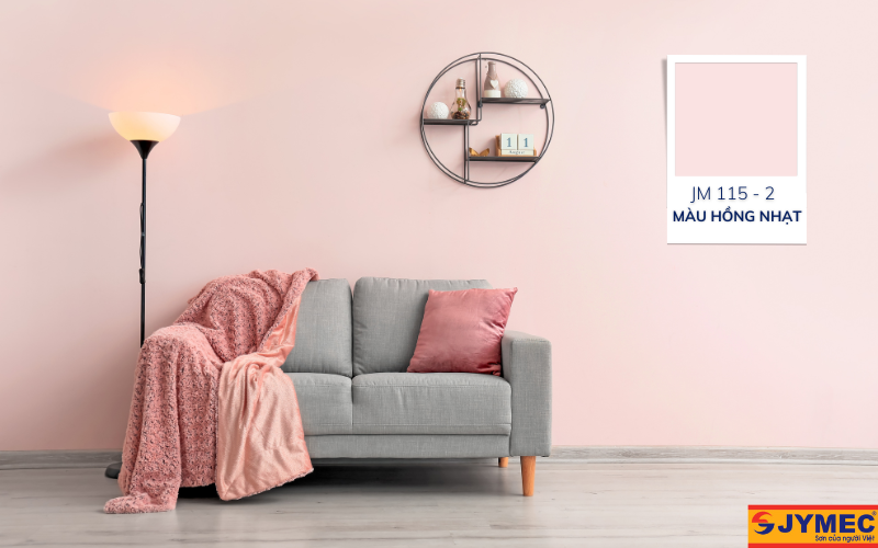 Phòng khách màu hồng nhạt tuyệt đẹp