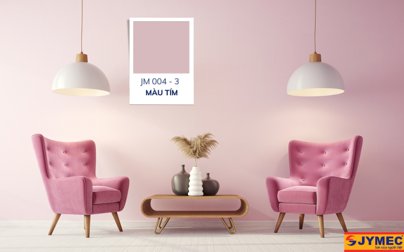 Mã màu JYMEC cho phòng khách màu tím lãng mạn, cuốn hút