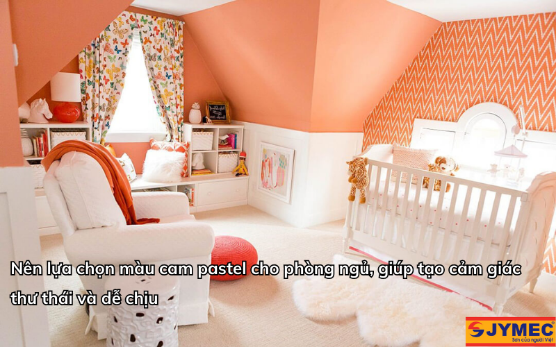 Phòng ngủ tone cam pastel