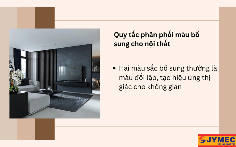 Màu sắc trong thiết kế nội thất thường được phối theo quy tắc màu bổ sung