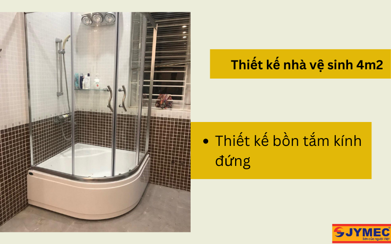 Thiết kế bồn tắm kính đứng trong nhà vệ sinh