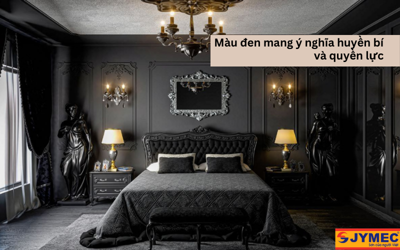 Màu đen mang ý nghĩa huyền bí và quyền lực cho không gian nội thất