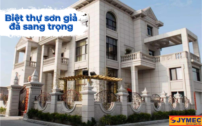 Mẫu biệt thự sơn giả đá sang trọng