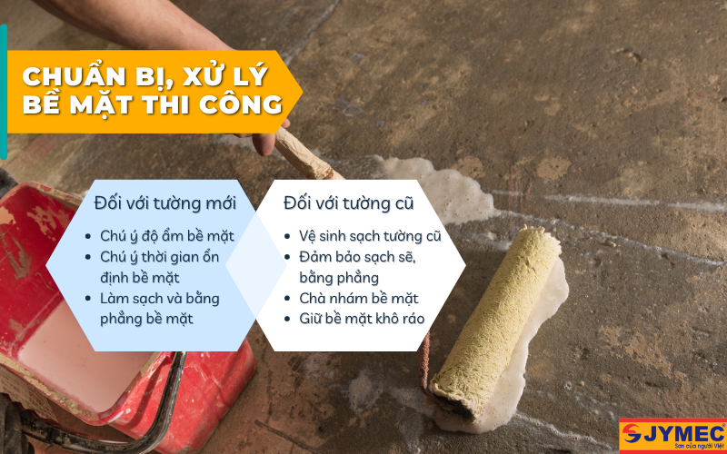 Xử lý bề mặt khi thi công sơn chống thấm nhà vệ sinh JYMEC