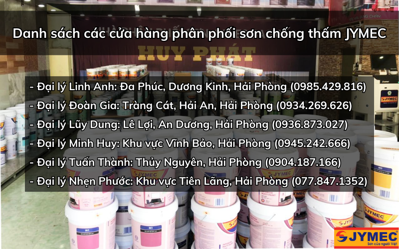 Các cửa hàng bán sơn chống thấm JYMEC tại Hải Phòng