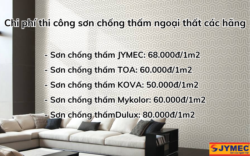 Báo giá thi công sơn chống thấm ngoại thất trọn gói các hãng