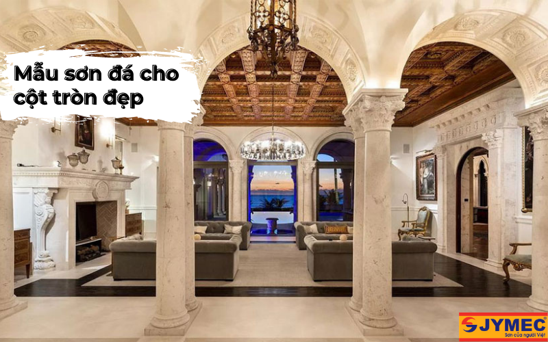 Mẫu sơn đá cho cột tròn trang trí ngoại thất bắt mắt