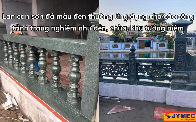 Lan can sơn đá màu đen trang nghiêm, nhã nhặn