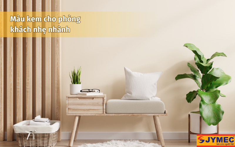 Màu kem cho không gian phòng khách nhẹ nhàng