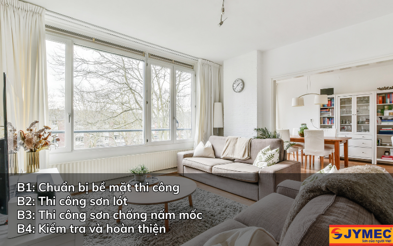 Bước thi công sơn chống rêu mốc