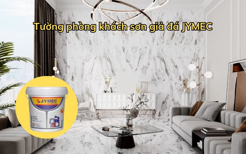 Tường phòng khách sơn đá JYMEC