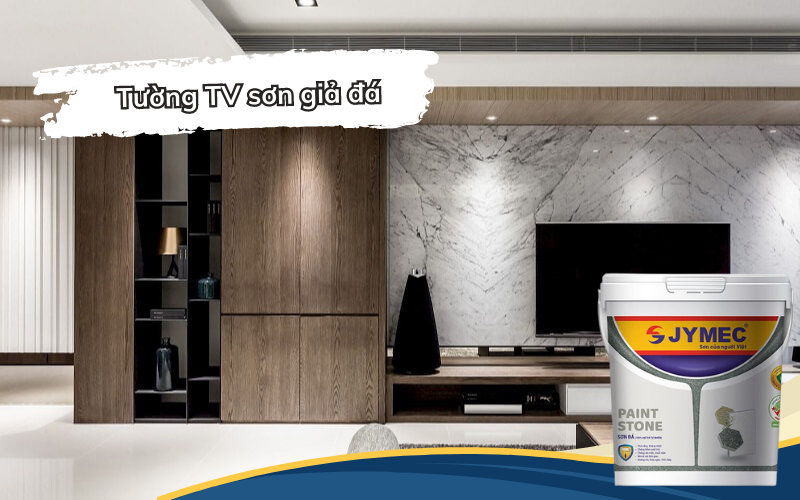 Tường TV sơn đá ấn tượng