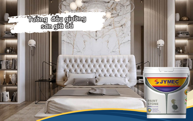 Tường đầu giường sơn giả đá ấn tượng