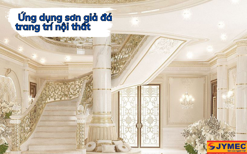 Mẫu cầu thang trang trí sơn giả đá sang trọng