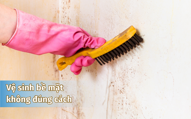 Vệ sinh bề mặt trước khi sơn giả đá rất quan trọng Vệ sinh bề mặt trước khi sơn giả đá rất quan trọng