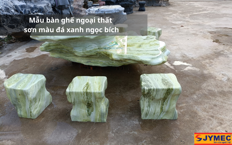 Bàn ghế đá sơn màu xanh ngọc bích