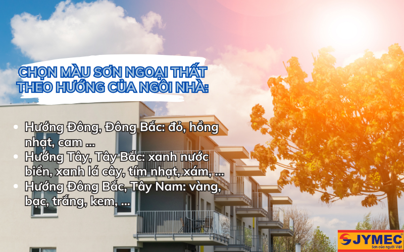Chọn màu sơn ngoại thất dựa theo hướng của ngôi nhà