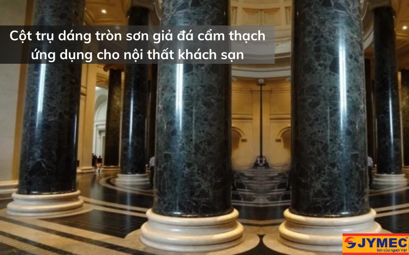 Cột sơn đá màu đen cẩm thạch