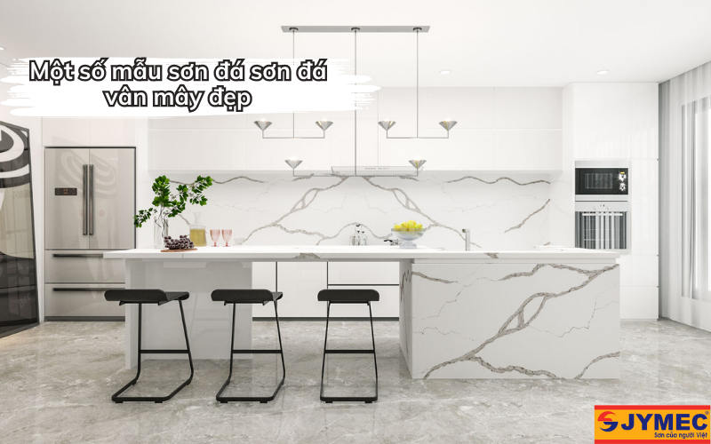 Mẫu sơn đá vân mây trang trí phòng ăn