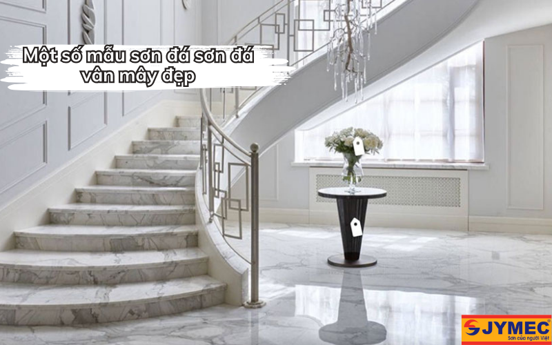 Cầu thang được trang trí hiệu ứng vân mây