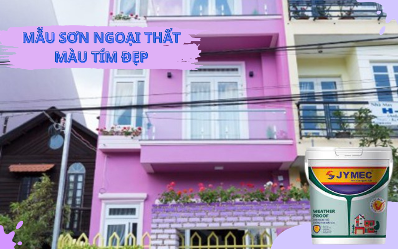 Mẫu nhà 2 tầng màu tím thu hút, nổi bật