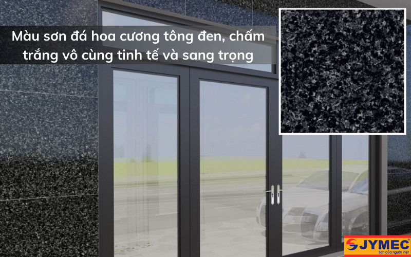 Sơn đá hoa cương màu đen ứng dụng cho mặt tiền