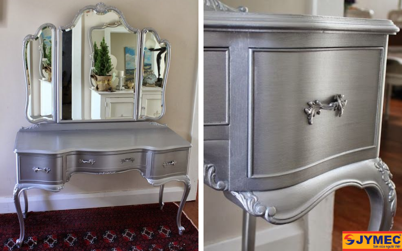 Sử dụng sơn nhũ bạc cho tủ trang điểm