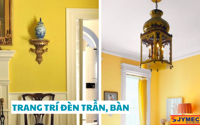 Sử dụng sơn nhũ trang trí trần và đèn