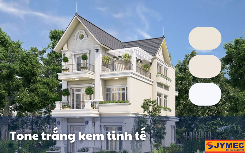 Tone trắng kem tinh tế cho không gian ngoại thất