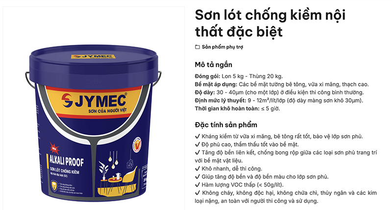 Sơn lót chống kiềm nội thất đặc biệt của JYMEC