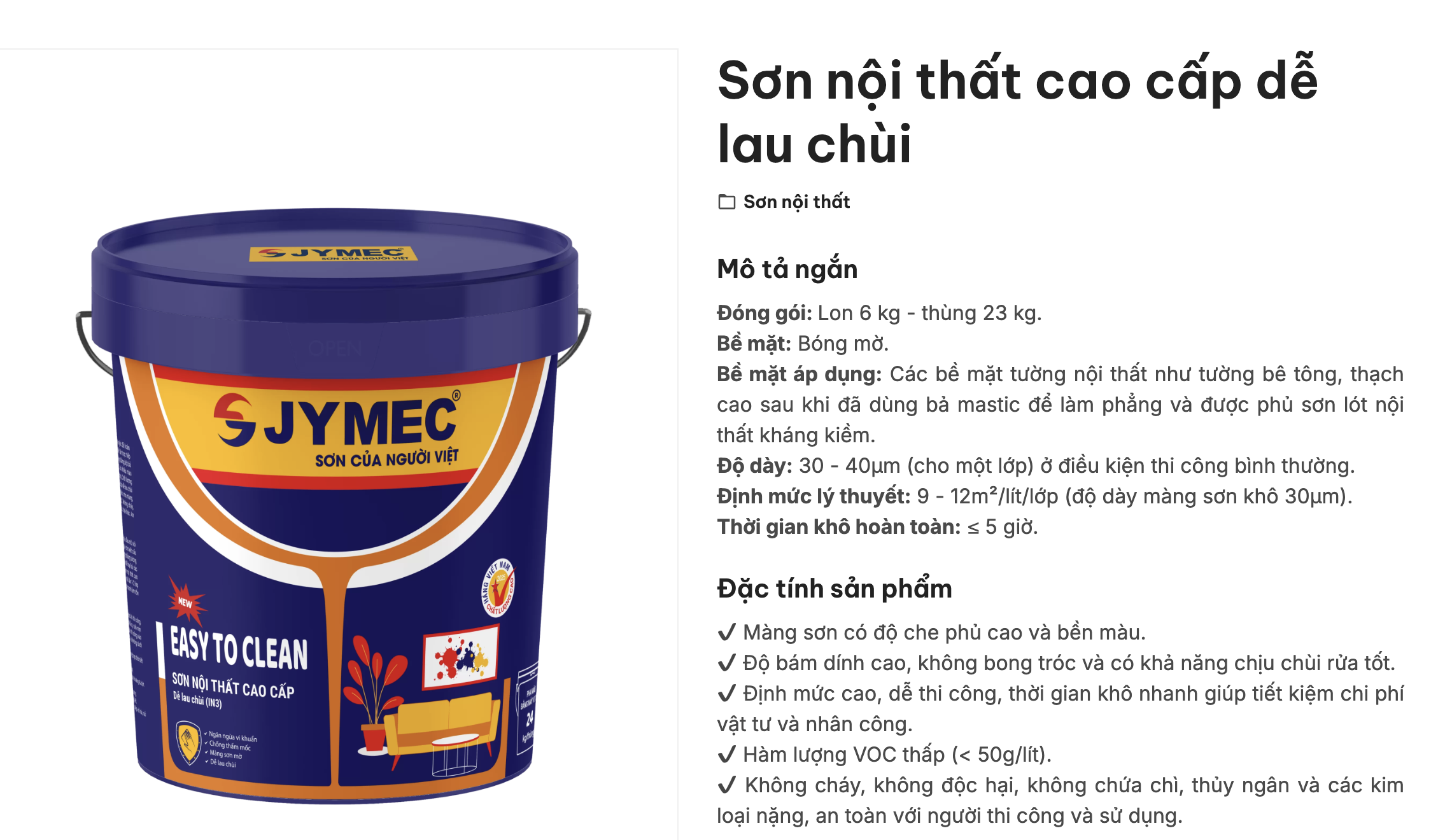 Sơn nội thất lau chùi JYMEC